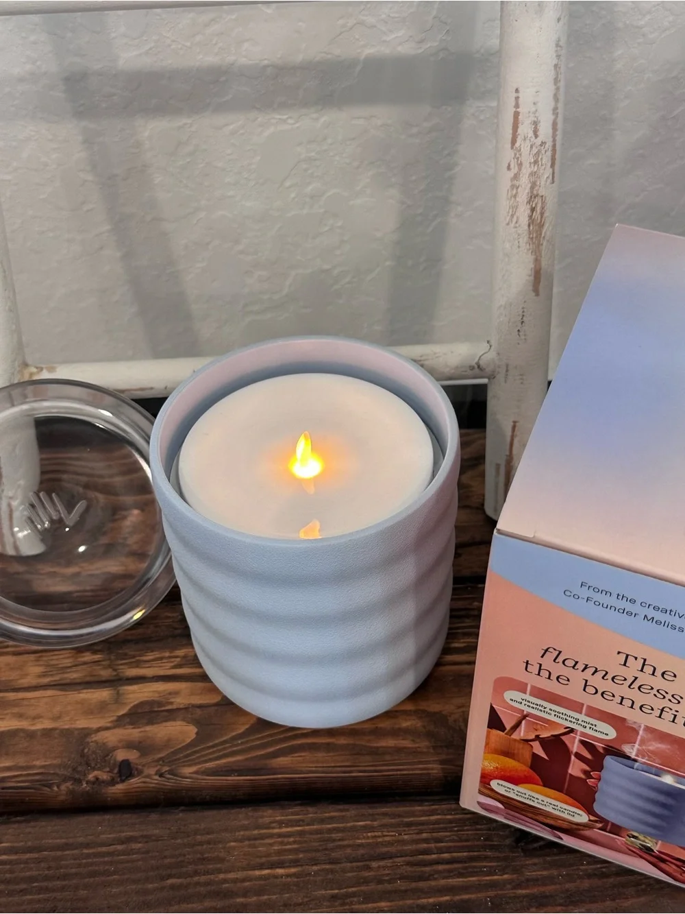 NIB Lifelines Flameless Candle Diffuser Bubble Periwinkle Very Vanilla